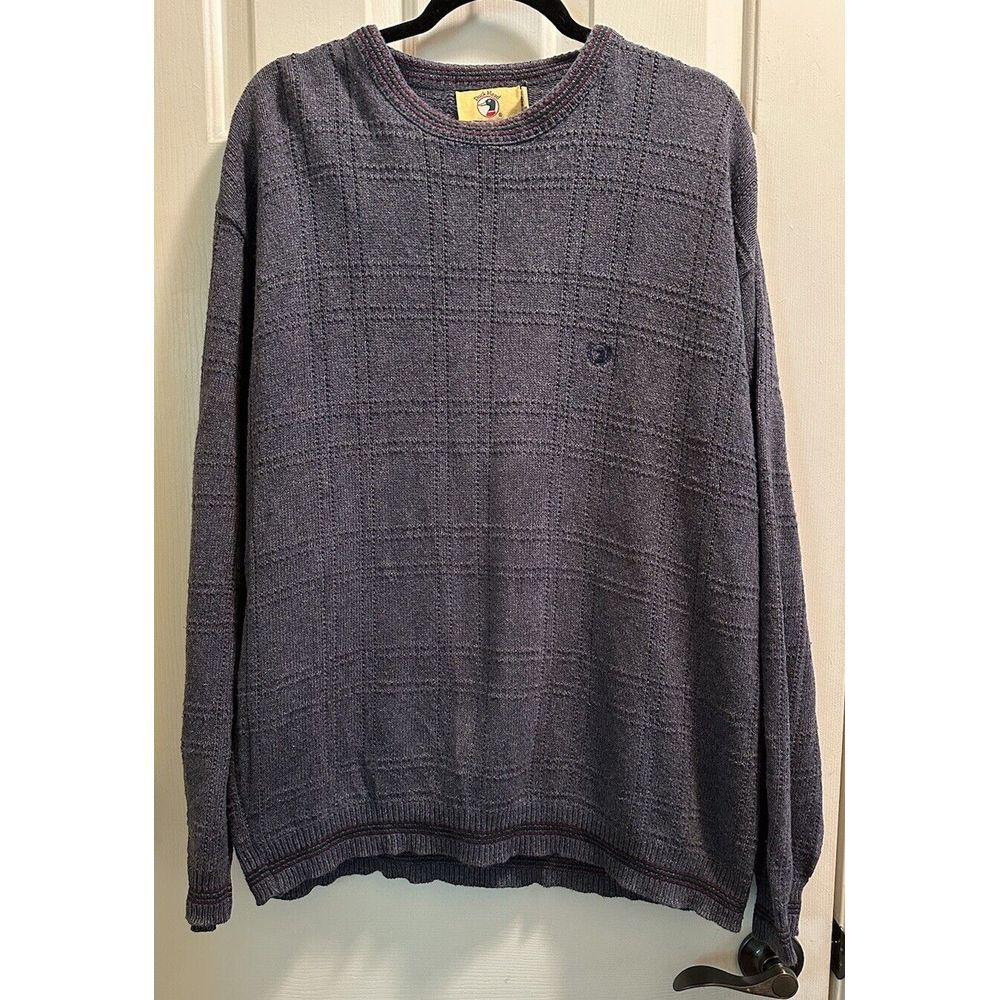 Vintage 90's Duck Head Cable Knit‎ Sweater Mens XL Blue Crew Neck 100% Cotton